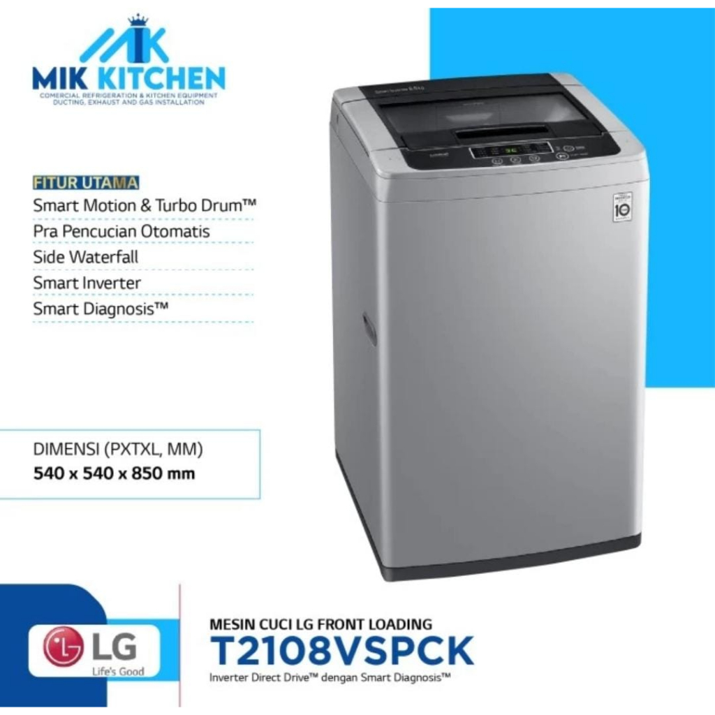 LG Mesin Cuci Top Loading Smart Inverter 8Kg T2108VSPCK