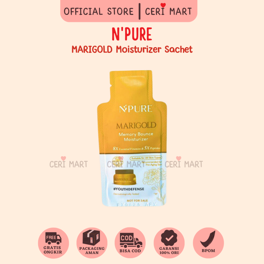 NPURE Moisturizer Marigold Sachet untuk mencerahkan wajah