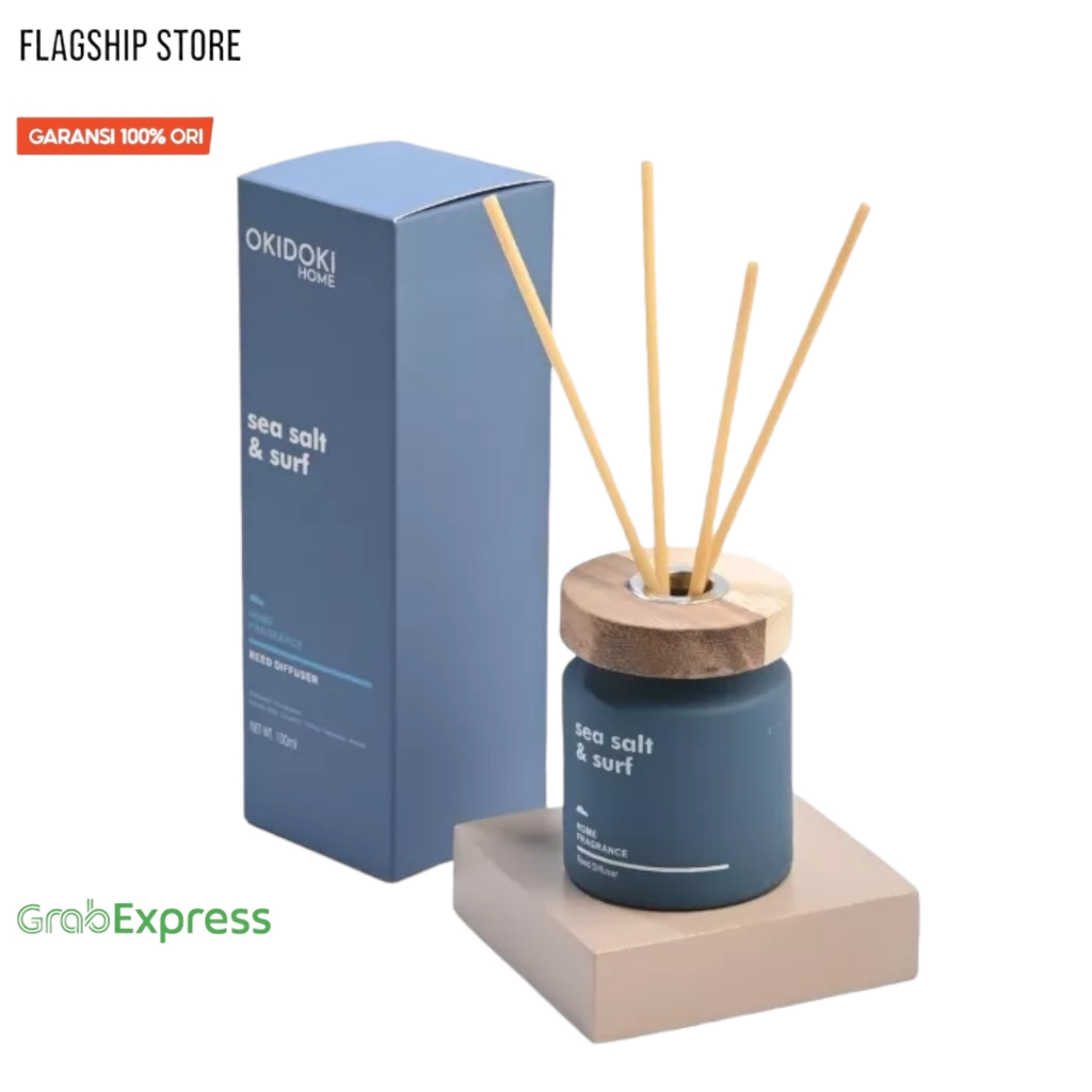 OKIDOKI Reed Diff Sea Salt & Surf 100 mL - Pewangi Ruangan - Reed Diffuser - Aromatherapy