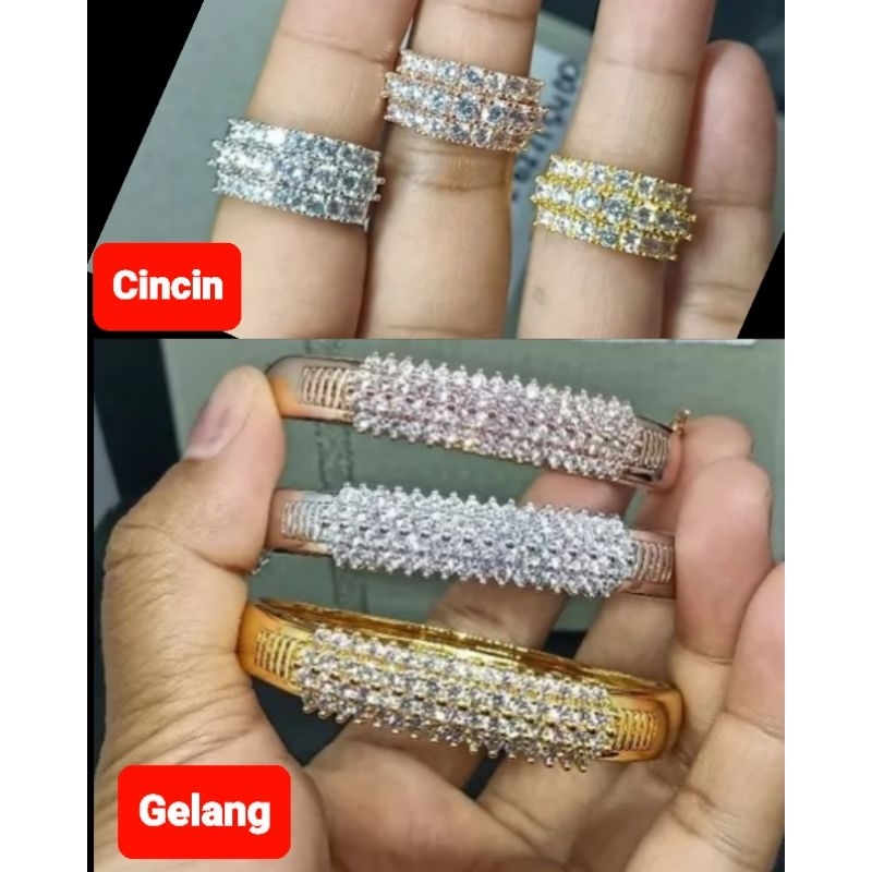 Gelang dan Cincin Emas Muda kadar 18% (gelang 3,3 gram dan cincin 2 gram)