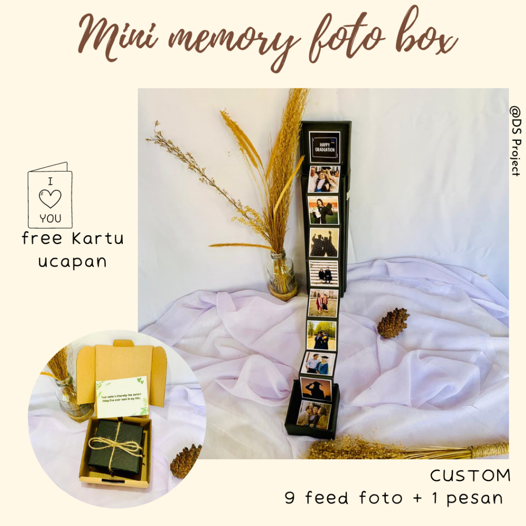 Mini Memory Foto Box 10 Kotak / Kado Wisuda / Kado Cowok Cewek