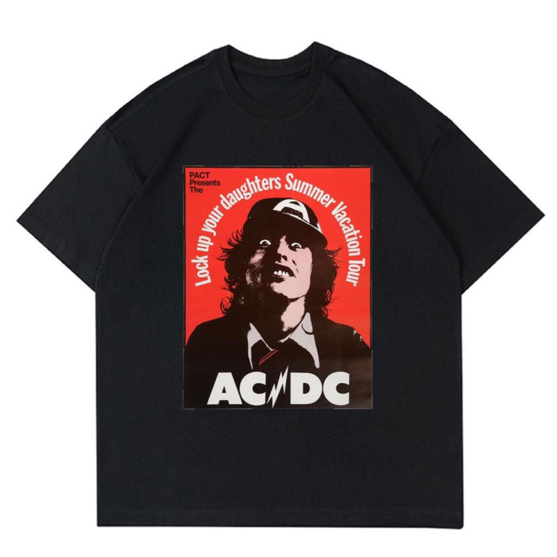KAOS BAND ACDC - LOCK UP YOUR DAUGHTER SUMMER VACATION TOUR | T-SHIRT BAND ACDC VINTAGE | BAJU BAND 