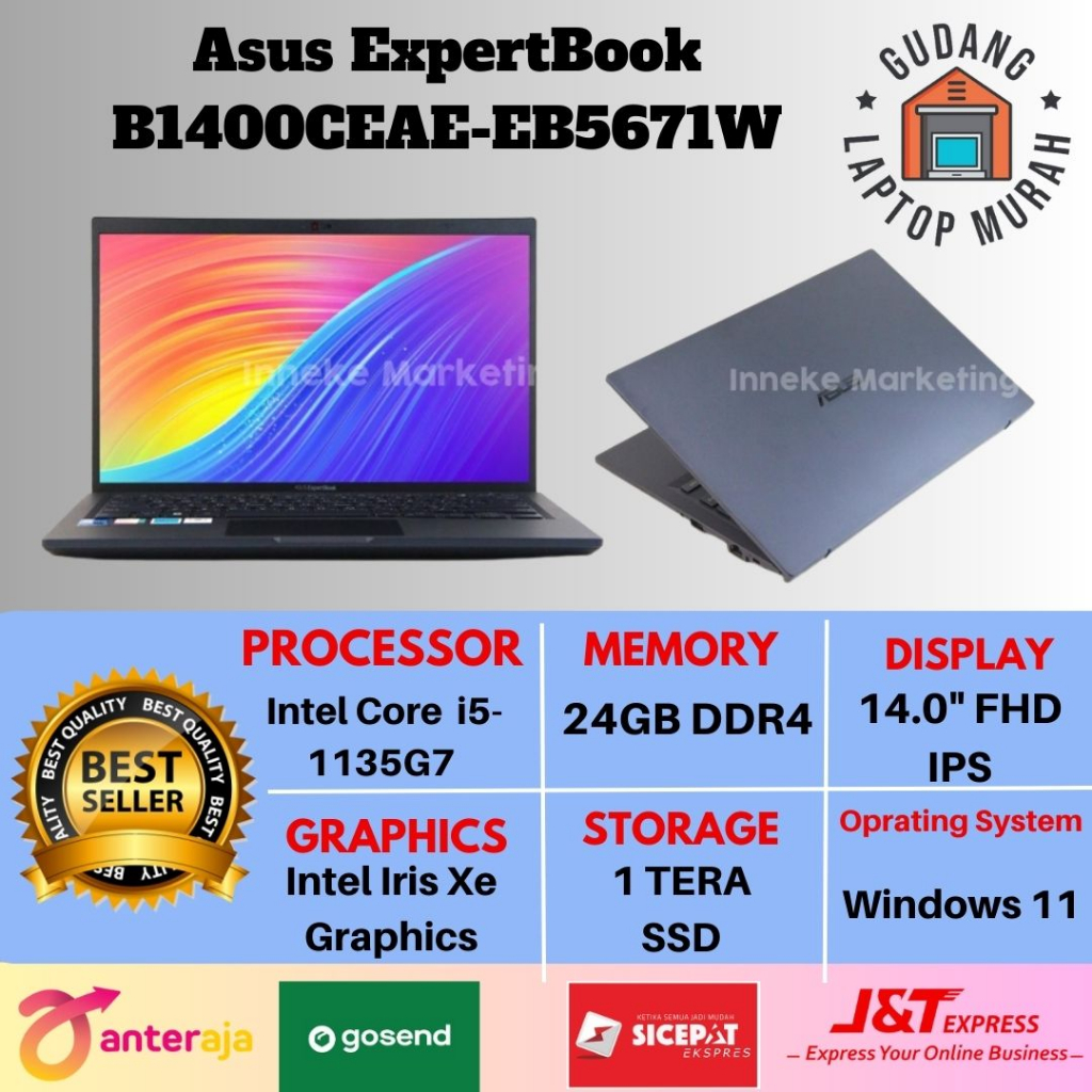 ASUS ExpertBook B1400CEAE-EB5671W |i5-1135G7/24GB/SSD 1TB/14"FHD/WIN11