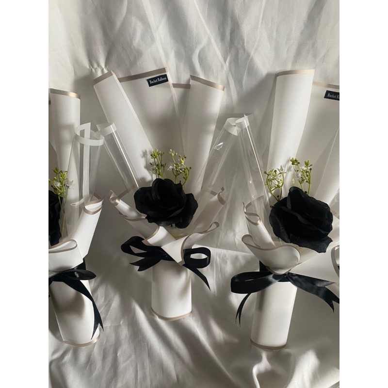Single Black Rose | Mawar Hitam Artificial | Buket Mini | Buket Tasikmalaya
