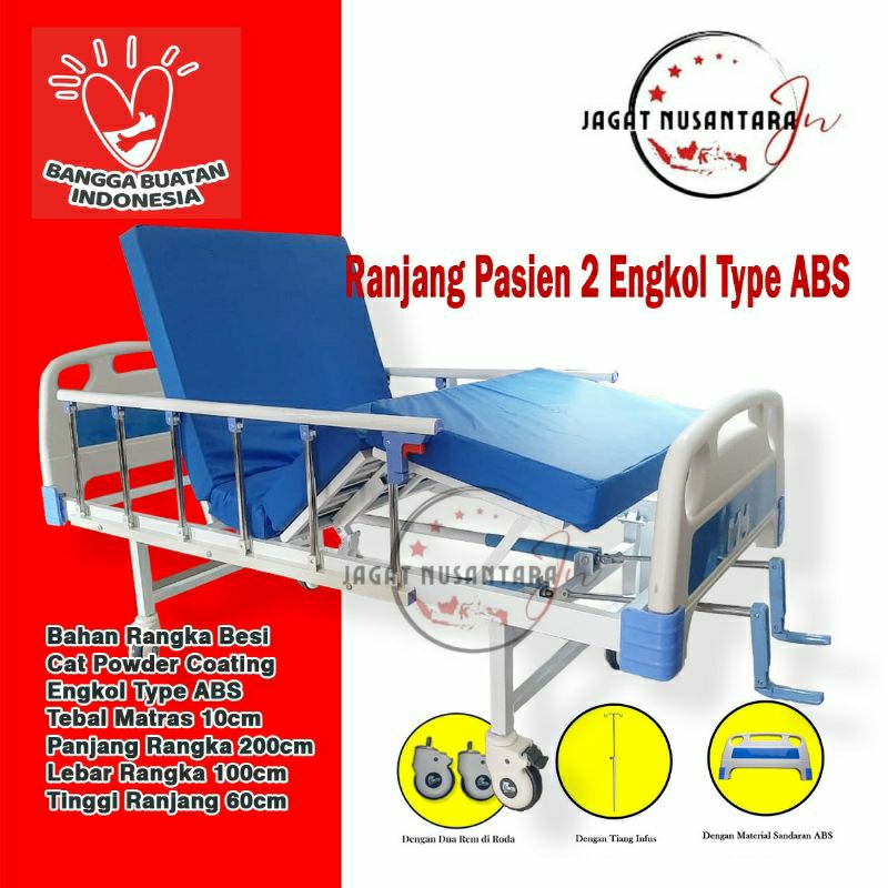 Harga Bed Pasien 2 Engkol ABS | Jual Ranjang Tempat Tidur Pasien Rawat Inap Rumah Sakit 2 Crank ABS 