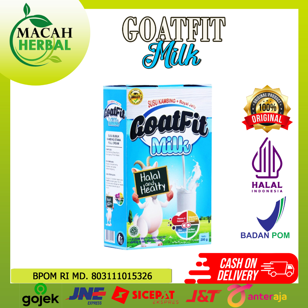 

SUSU KAMBING ETAWA GOATFIT MILK PLUS ROYAL JELLY 200GR/GOATFIT MILK/SUSU KAMBING GOATFIT