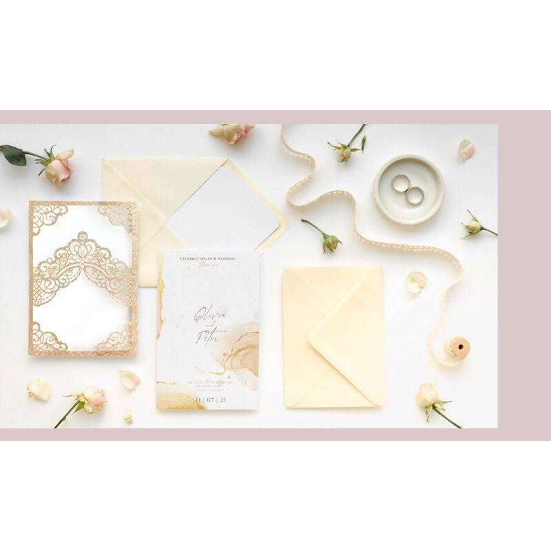 Kartu Undangan Pernikahan perkawinan vintage Kartu Penukaran Souvenir, Voucher Pengambilan Souvenir