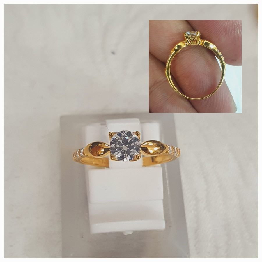 cincin solitaire variasi samping emas 700 70% 70 %