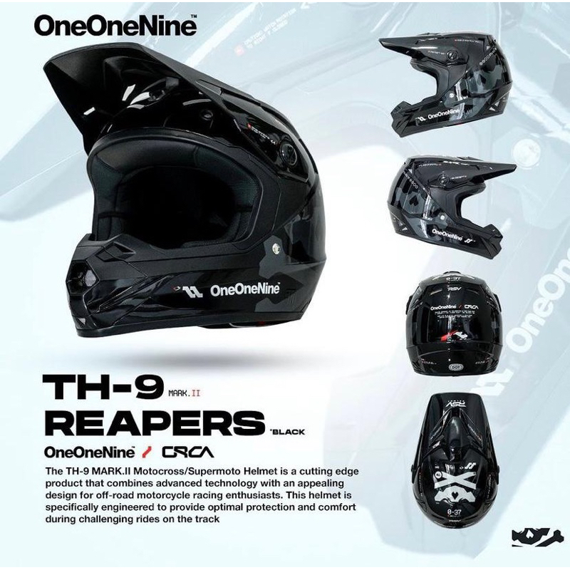 HELM ONEONENINE X ORCA TH9 REAPERS MARK II - BLACK GLOSSY | KSR MOTOR SPORT