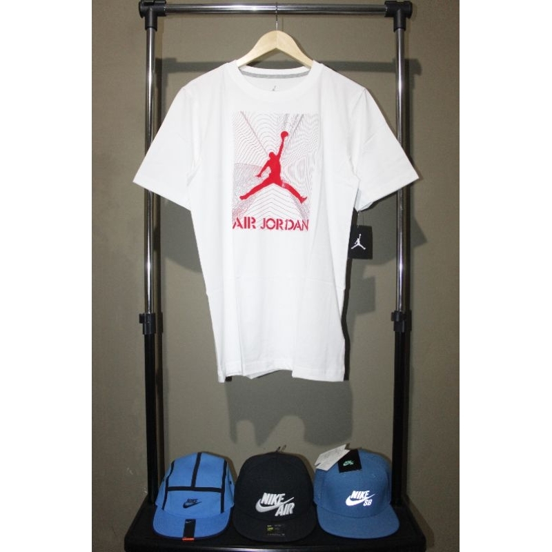 Air Jordan Radiant Jumpman Graphic White/Red 953176-001 Tee T-Shirt Original Kaos Sepatu Topi Tas