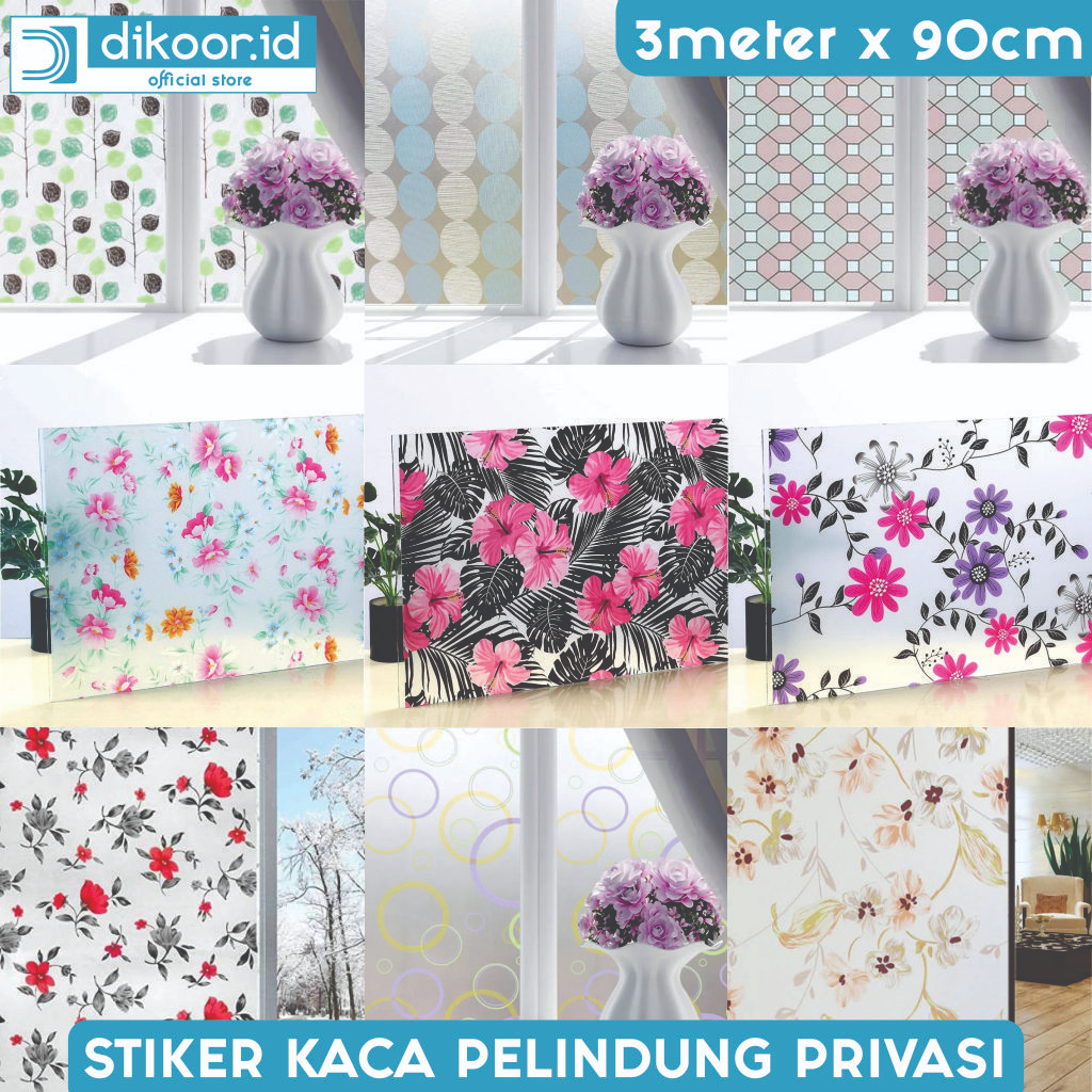 (COD) Sandblast Stiker Kaca Film Buram Untuk Jendela Sandblast Self Adhesive Per Rol 3m x 90cm  (Buk