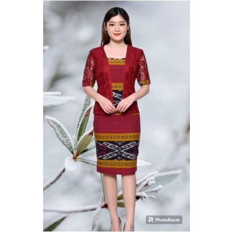 New dress tenun mix scuba premium dan brokat