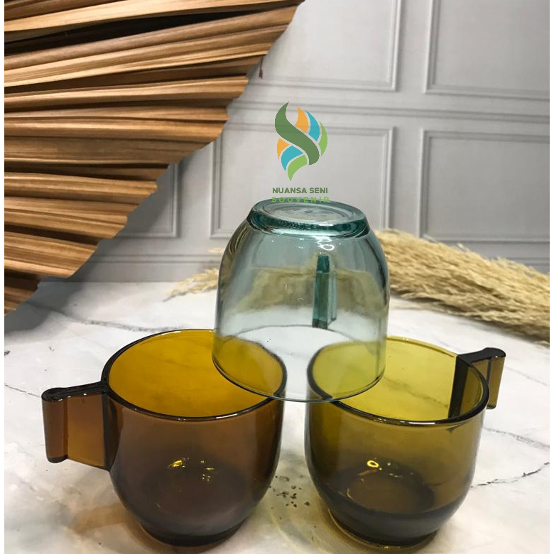 Souvenir Gelas Turki Cangkir Minum Kaca Kuping Gelas Kopi Tumbler Mug BBC Warna Polos