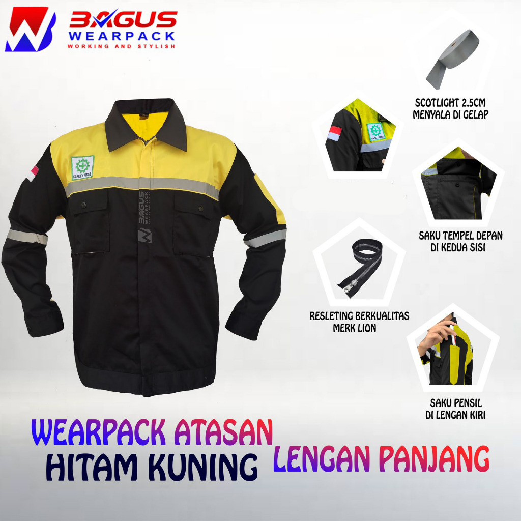 BEST SELLER WEARPACK SAFETY / KEMEJA SAFETY / BAJU SAFETY LENGAN PANJANG / BAJU PROYEK KEREN / BAJU