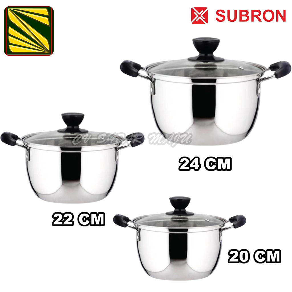SUBRON Fufuren Panci Soup Pot Stainless Tutup Kaca 22Cm dan 24Cm Panci Serbaguna
