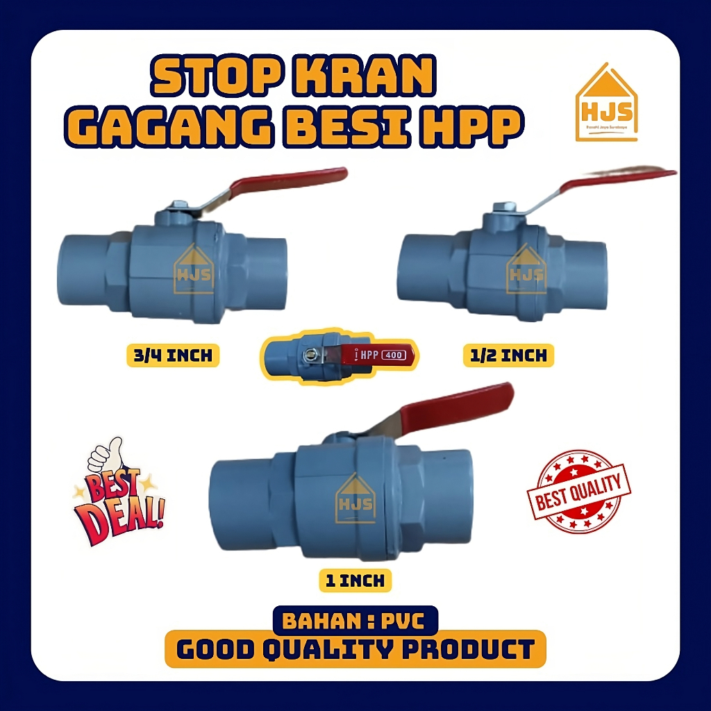 Ball Valve gagang besi 1/2 Inch | 3/4 Inch | 1 Inch / Stop kran pvc gagang besi