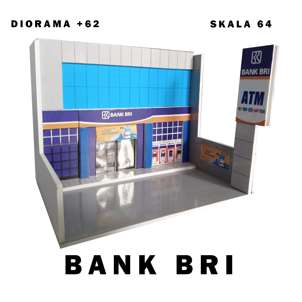 DIORAMA / MINIATUR BANK BRI SKALA 64 BAHAN PVC