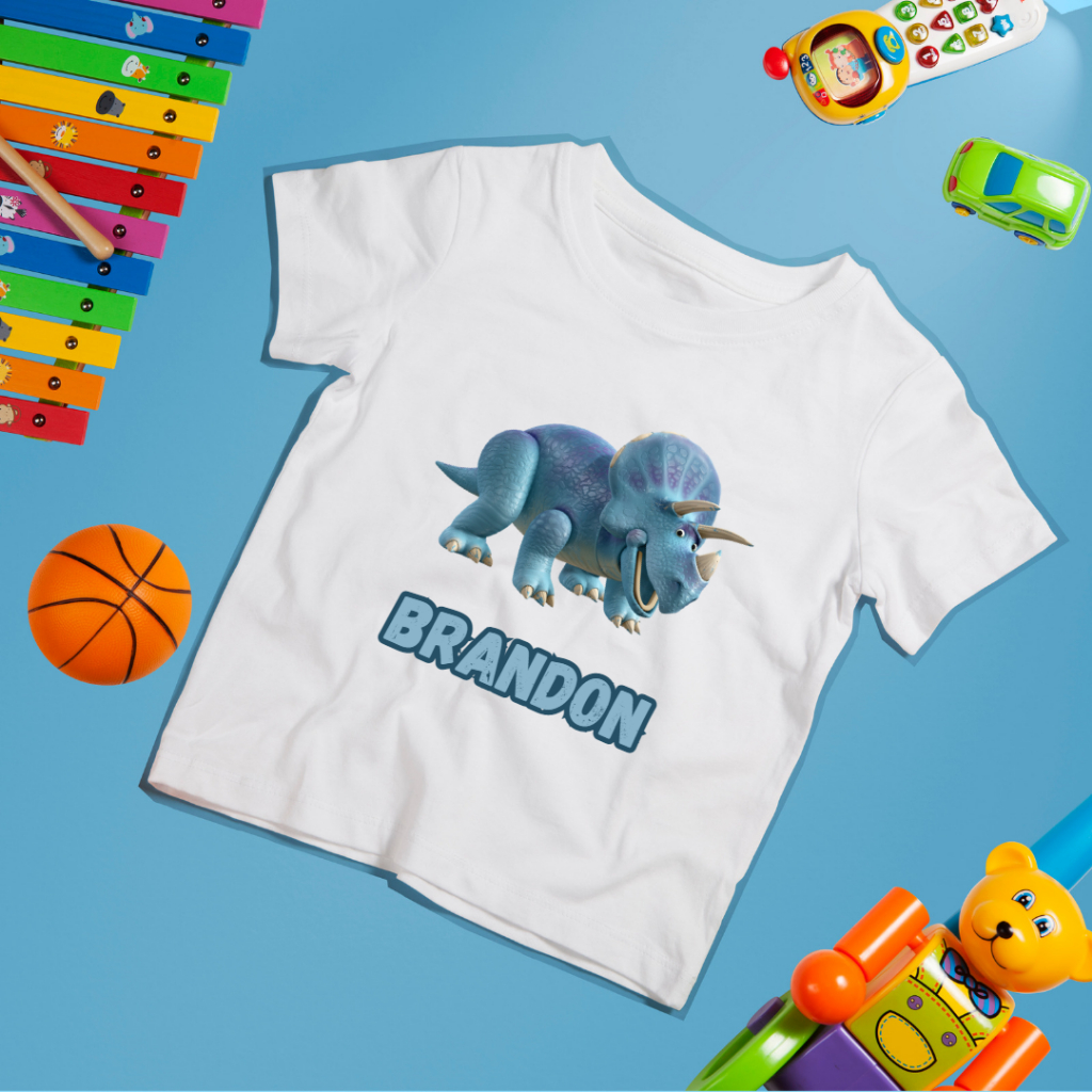 C/766 Kaos Blue Purple Dino Rex Trixie Toy Story Premium T-shirt Anak dan Dewasa