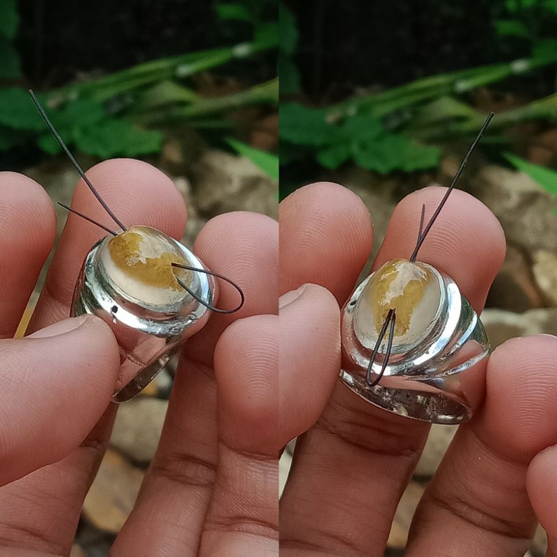 Batu cincin combong unik lubang srambut