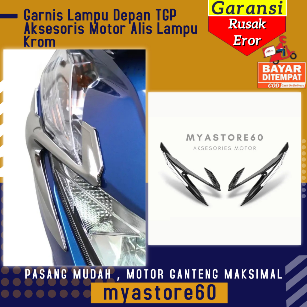 Garnis Lampu Depan TGP Aksesoris Motor Alis Lampu Krom Abu Beat FI Esp New 2020