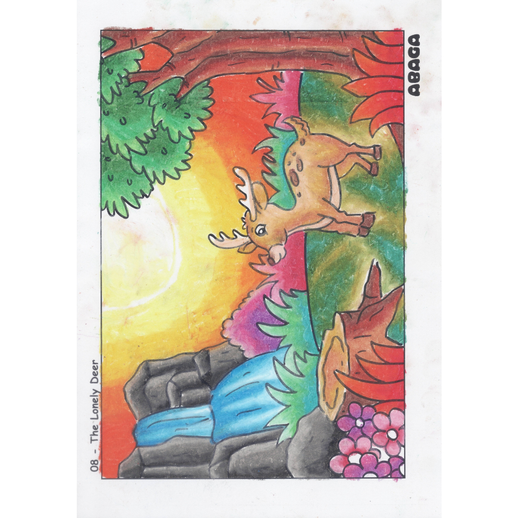 

Lembar Mewarnai Anak Teknik Pastel / The Lonely Deer / Smart Coloring Page