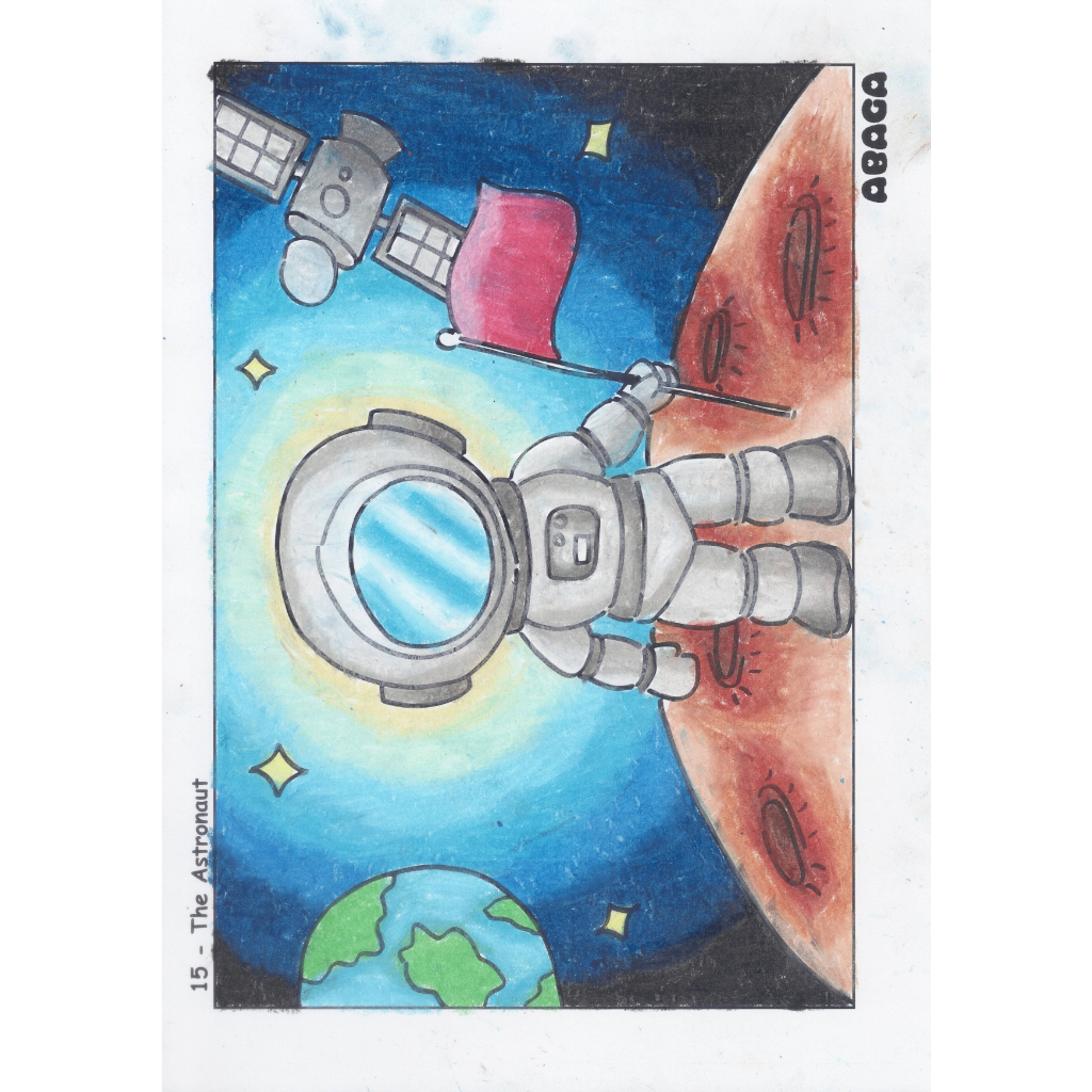 

Lembar Mewarnai Anak Teknik Pastel / The Astronout / Smart Coloring Page