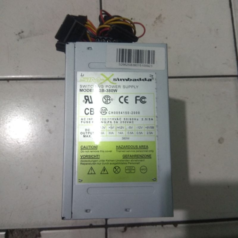 psu power supply simbadda 380watt seken original copotan casing rakitan