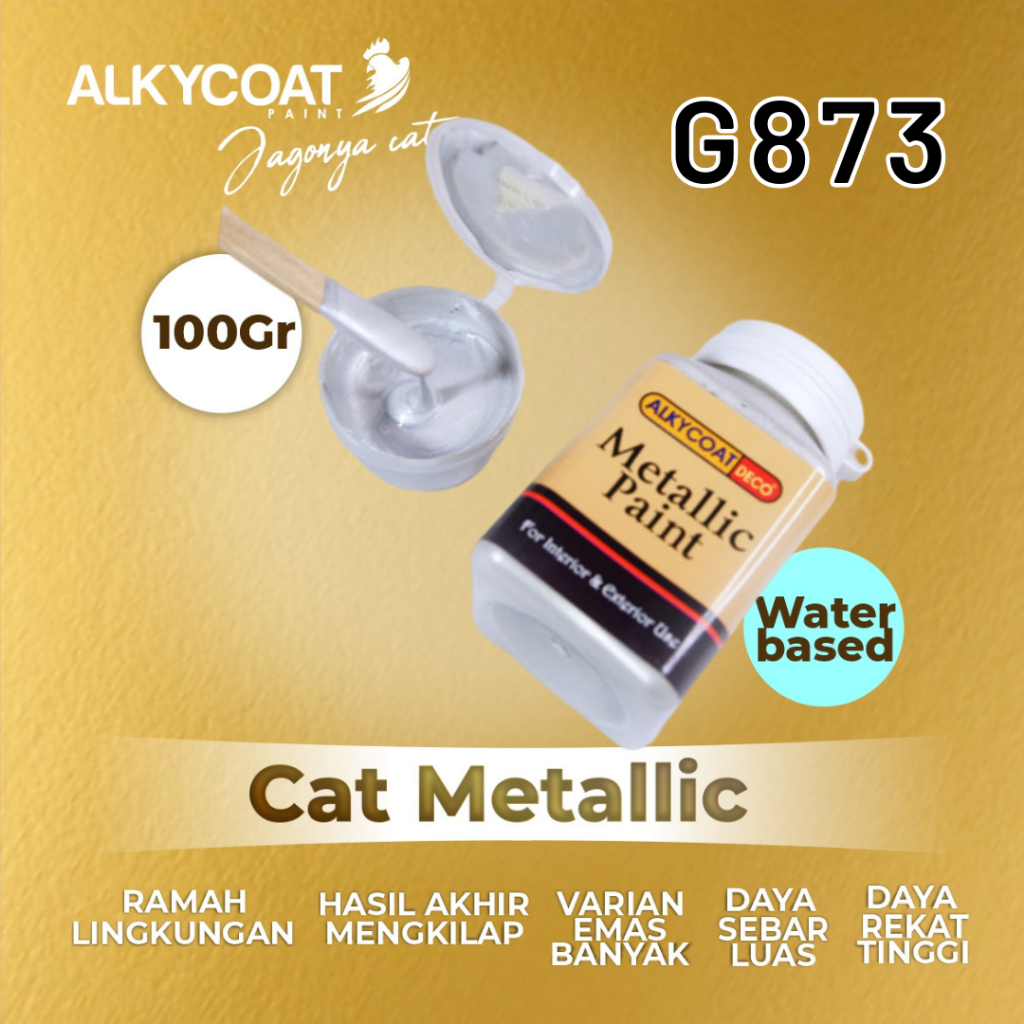 

CAT METALLIC PAINT WATERBASED / Cat Dekoratif/ Cat Gypsum / Cat Pagar / Cat Besi 100gr - G873 (Silver)