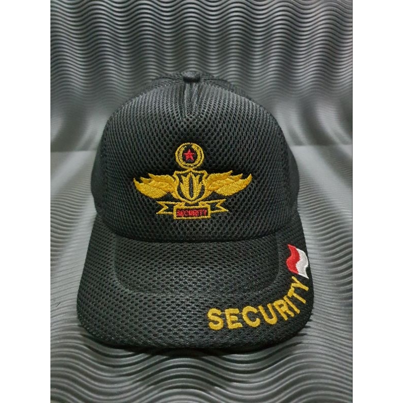 Topi jaring Security Hitam Kuning | Topi jala Logo  | Topi jaring pria | topi pria dewasa