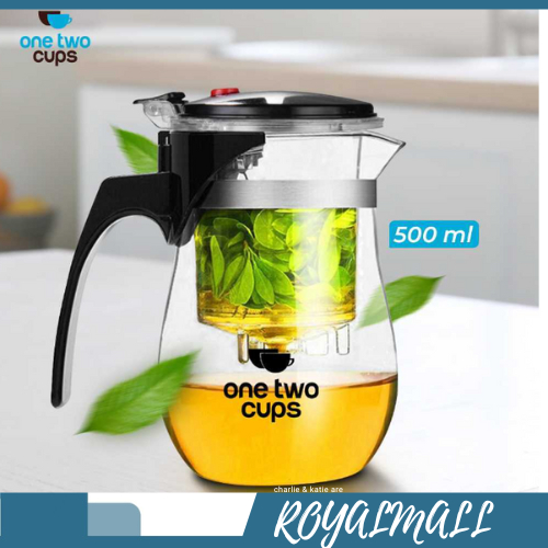 Teko Kaca Teh Kopi Pitcher dengan Saringan 500ml / Teko Teh Air Panas Poci Manis China Chinese Cina 