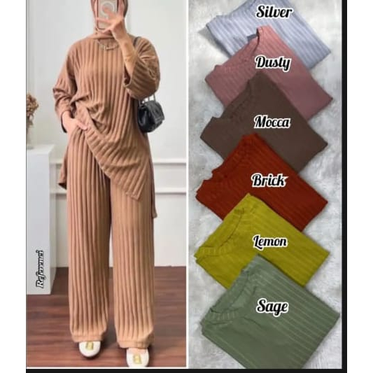 Setelan Celana Knit Hornet Premium One Set Knit Jumbo Viral Setelan Wanita Bahan Knit Impor Setelan 