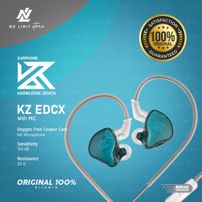 KZ EDCX In-Ear Earphone HIFI dengan Mikrofon - Monitor Earphone KZ