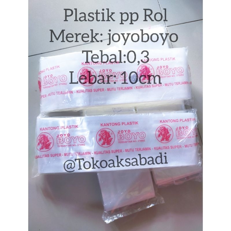 PLASTIK PP ROL MEREK JOYOBOYO/JET UK LEBAR 10CM TEBAL0,3 PANJANG 100M /PLASTIK PP BENING/PLASTIK ROL