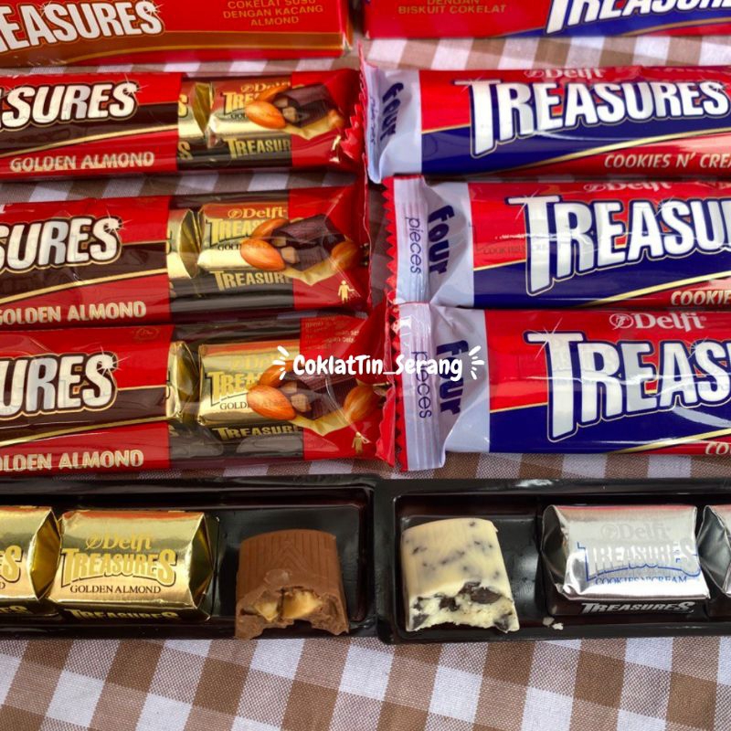 

Cokelat Treasure cookies n cream dan golden almond