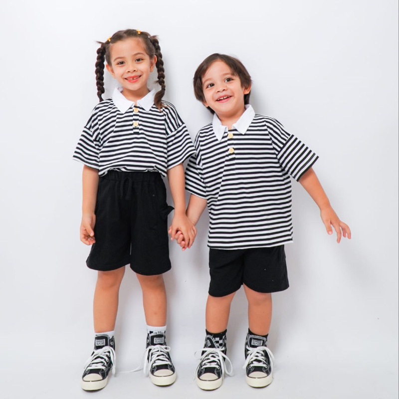 ZED &amp; ZOE SET ANAK 1-5 TAHUN | Setelan polo anak Oneset couple anak Setelan kaos anak perempuan Setelan anak cowok cotton combed set stripe set anak littlecarra little carra