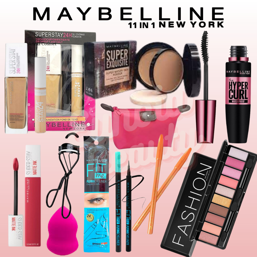 Paket MakeUp Kumplit Maybelline: 11 Produk Pilihan Untuk Penampilan Maksimal Dalam 1 Paket Make Up L