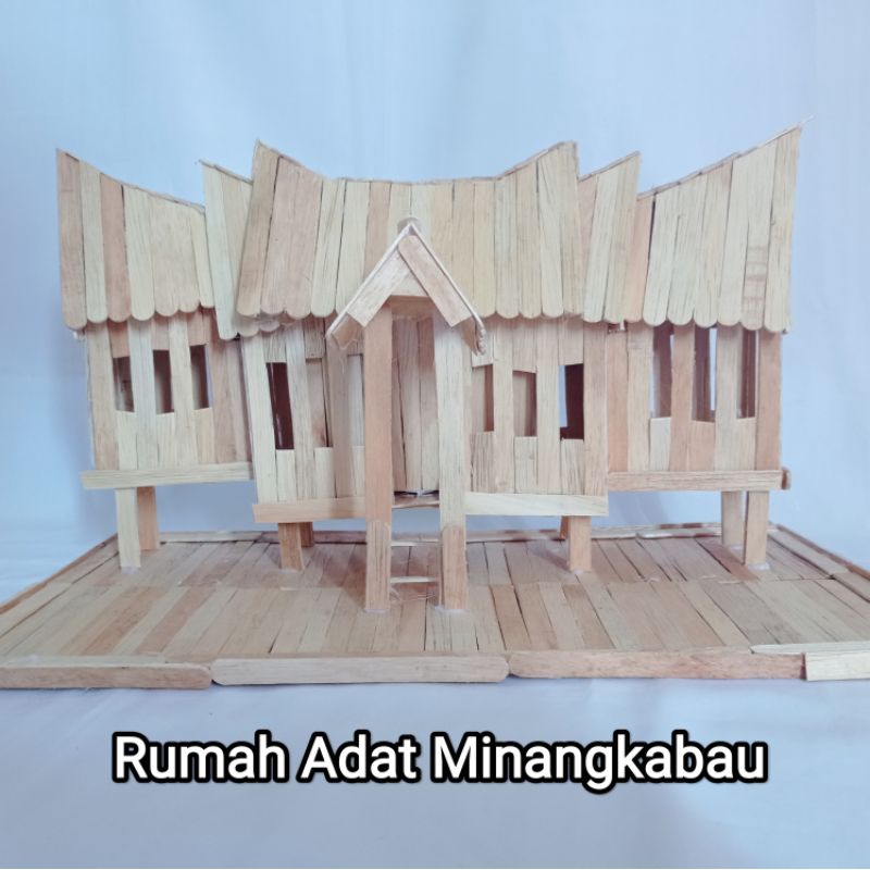 Miniatur Rumah Adat Gadang Dari Sumatra Minangkabau Terbuat dari Stik es krim