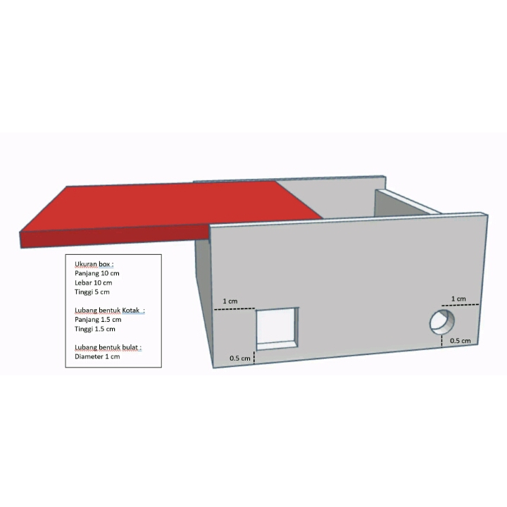 Acrylic / Akrilik 2mm Box Sliding Warna (10cm x 10cm x 5cm)
