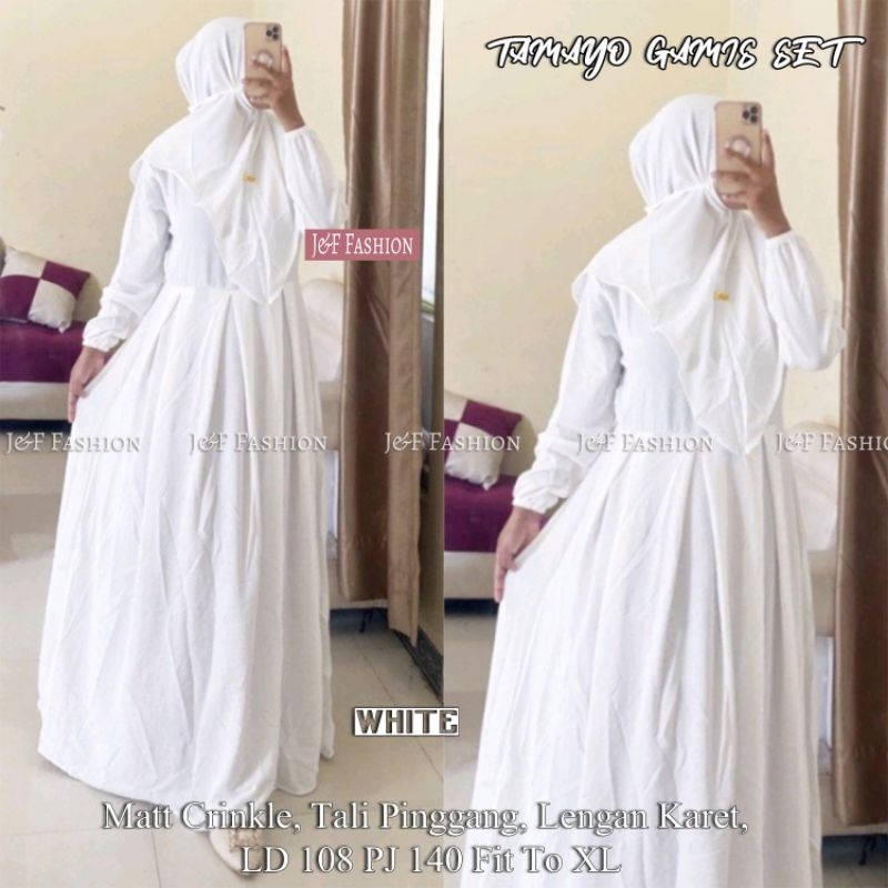 Gamis Syari Bergo/Pakaian Hijab Sehari Hari/Bergo Set Krudung/Murah/Crincle Motif Polos/Jumbo/Busui 