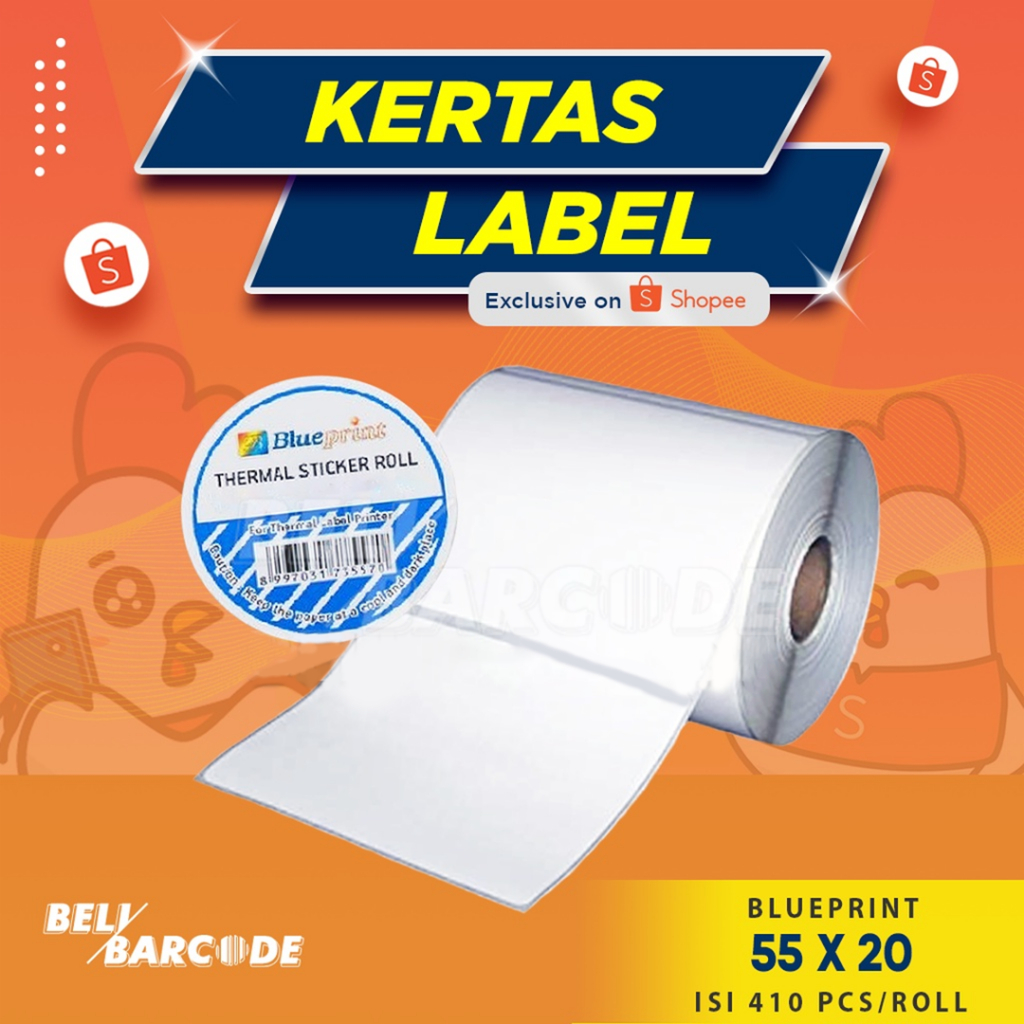 

Stiker Label Thermal 55 x 20 mm 1 Line isi 410 Pcs Blueprint