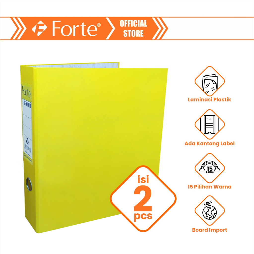 

[Forte] [2pcs] Ordner Enduro+ Premium Lever Arch File Folio F4 75mm - Yellow MM