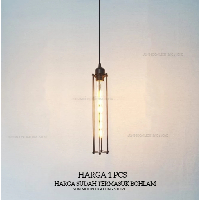 L650 lampu gantung vintage Filamen edison 1lampu + lampu led 6-7w