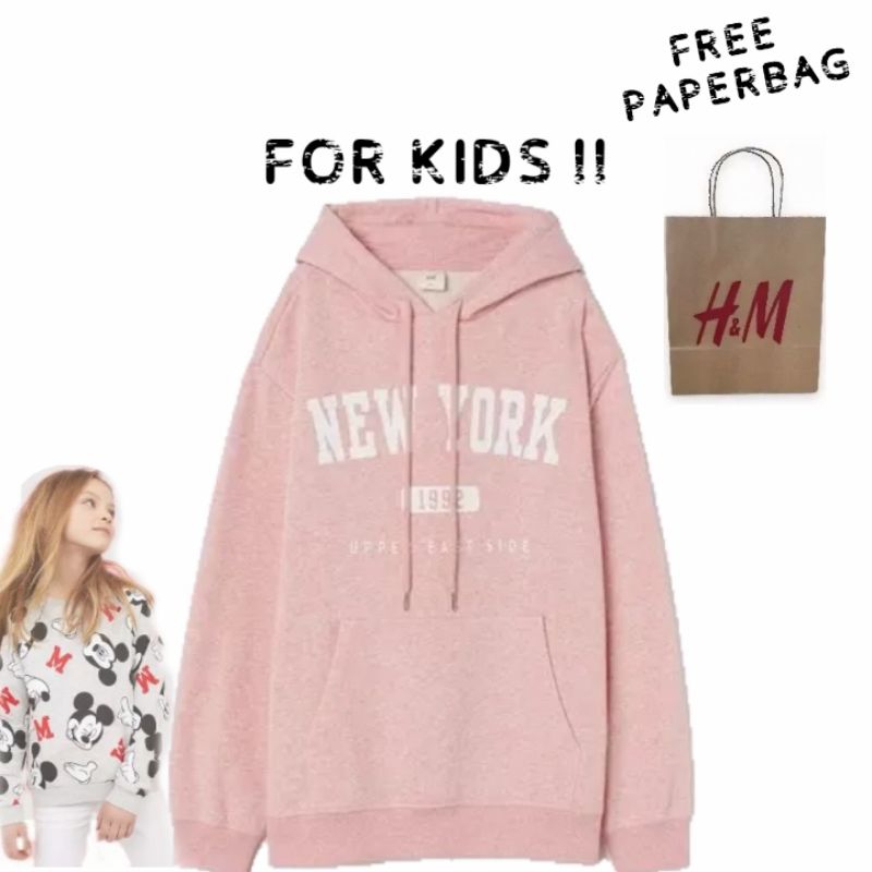 (Bisa COD) Hoodie H*M Anak newyork pink × Free paperbag × / Sweater hoodie hnm kids newyork
