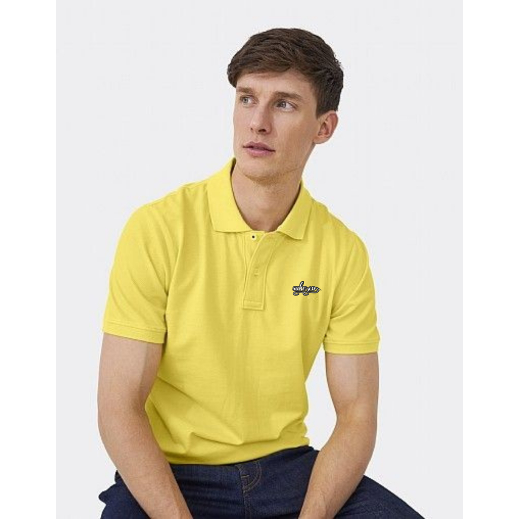 SUKE- Tshirt Polo Kuning Lemon Logo Bordir / Kaos Polo Distro Lengan Pendek / Baju Pria & Wanita