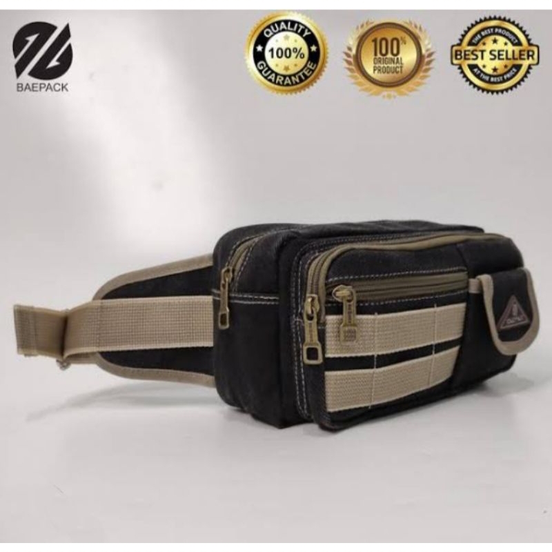 Tas pinggang pria merk baepack terbaru motif polos/tas kain kanvas/tas usaha
