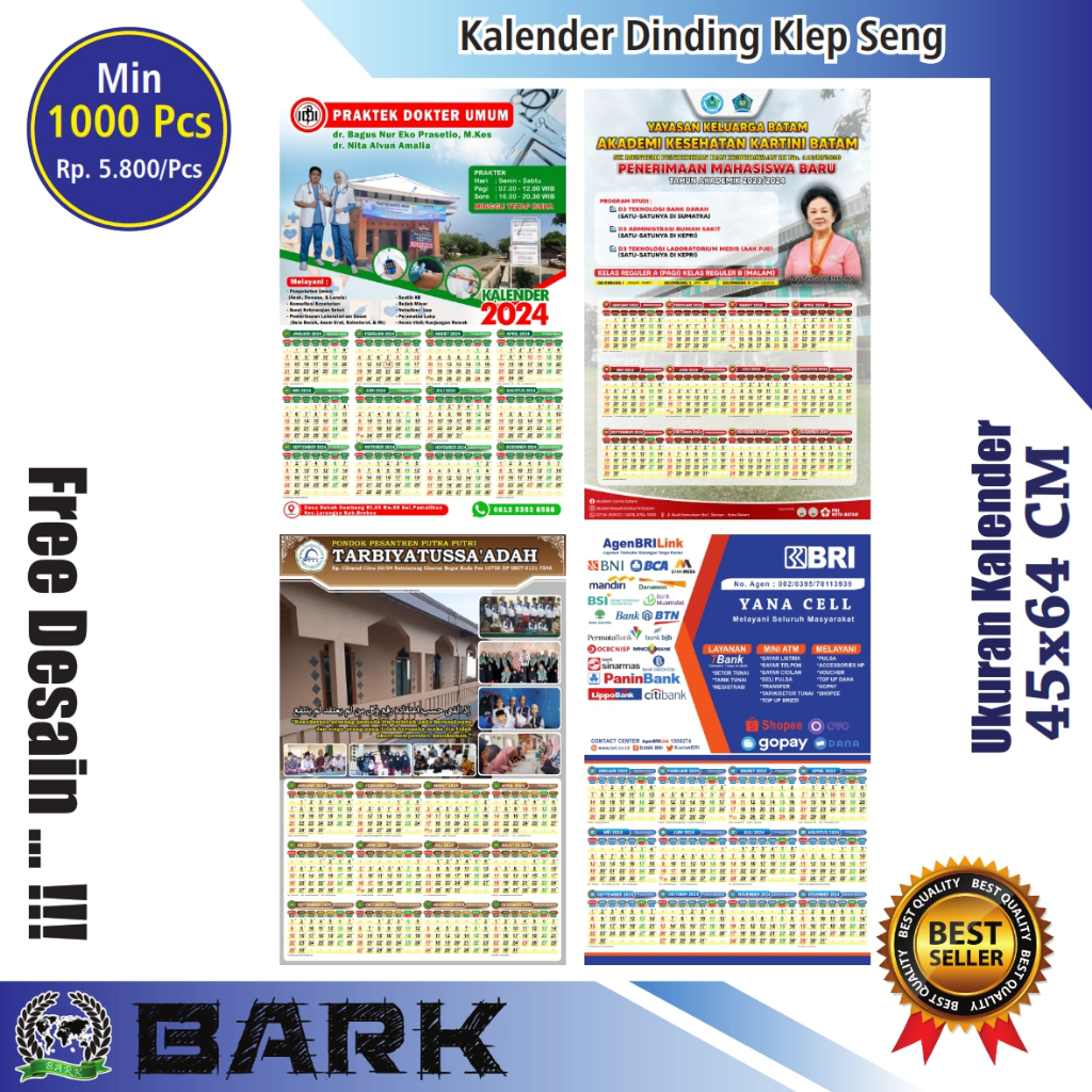 

cetak kalender besar sekolah kampus organisasi pesantren custom dinding murah 2026 ukuran 50x70 cm