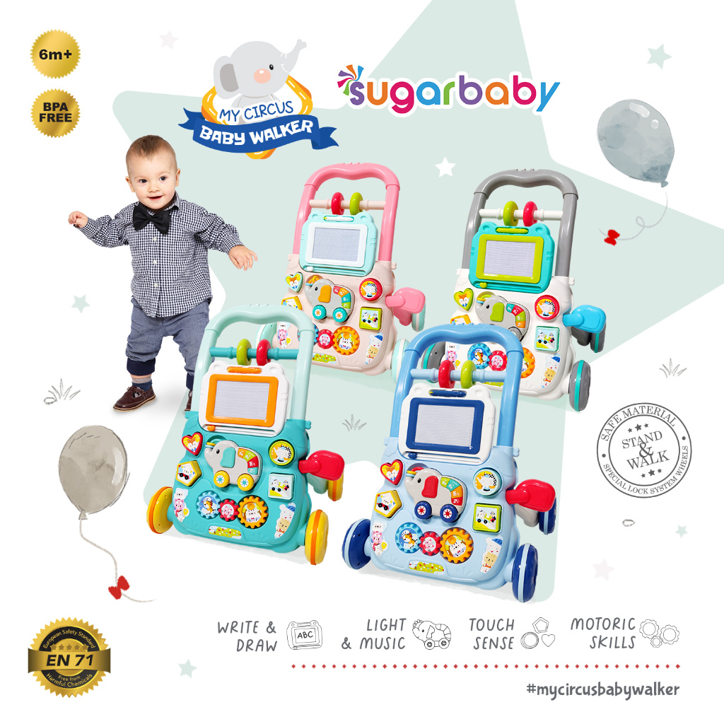 Sugar Baby My Circus Push Walker (Baby Walker)/ Mainan Dorong Bayi/Sugar Baby Mini Car Walker