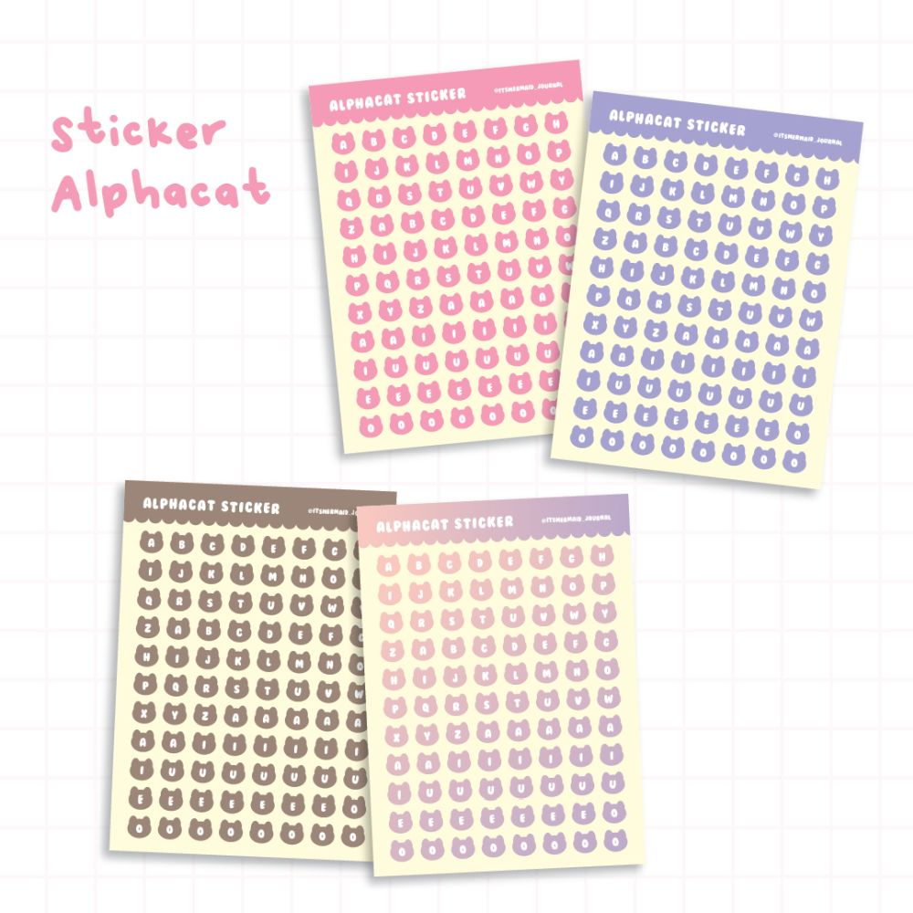 

IT'S MERMAID Alphacat Sticker Sheet / Stiker Jurnal Huruf