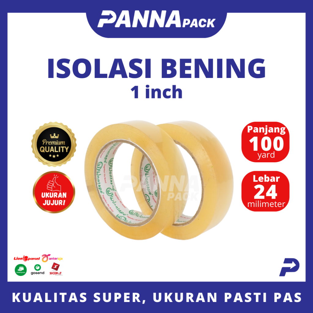 

PANNAPACK Lakban Solatip/ Isolasi/ Solasi Bening 1 inch (24mm x 100y)