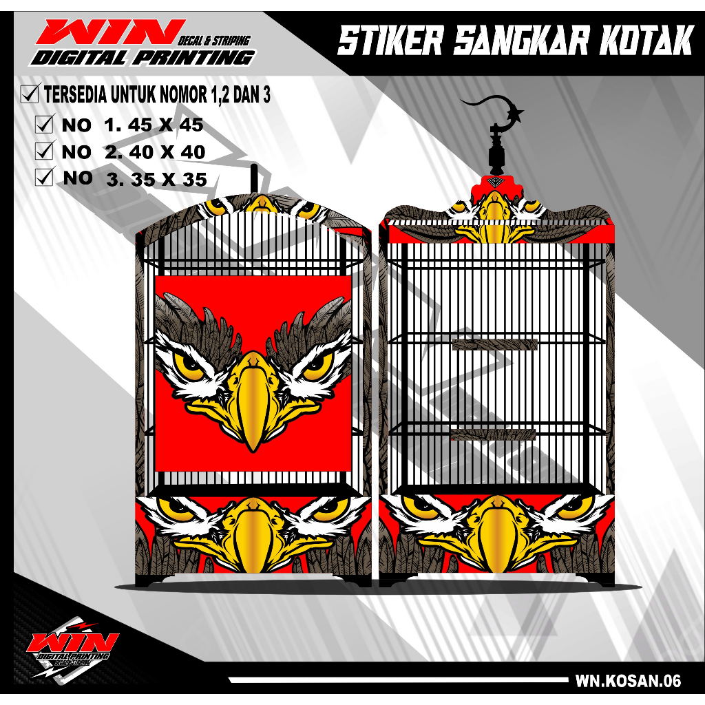 

Stiker Decal Sangkar Burung Kotak, Kosan, Persegi, Ebod No. 1, 2, 3 Sangkar kacer,pentet